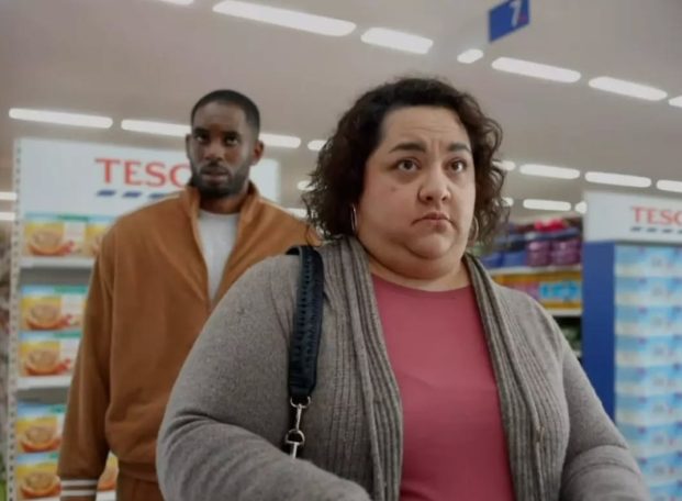 "Queue mum" in Tesco ad (2023)